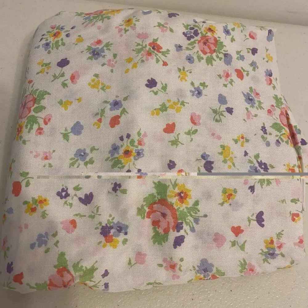 VTG Cotton Blend Twin Fitted Sheet Floral Country Home Cottage 39x79” Mattress